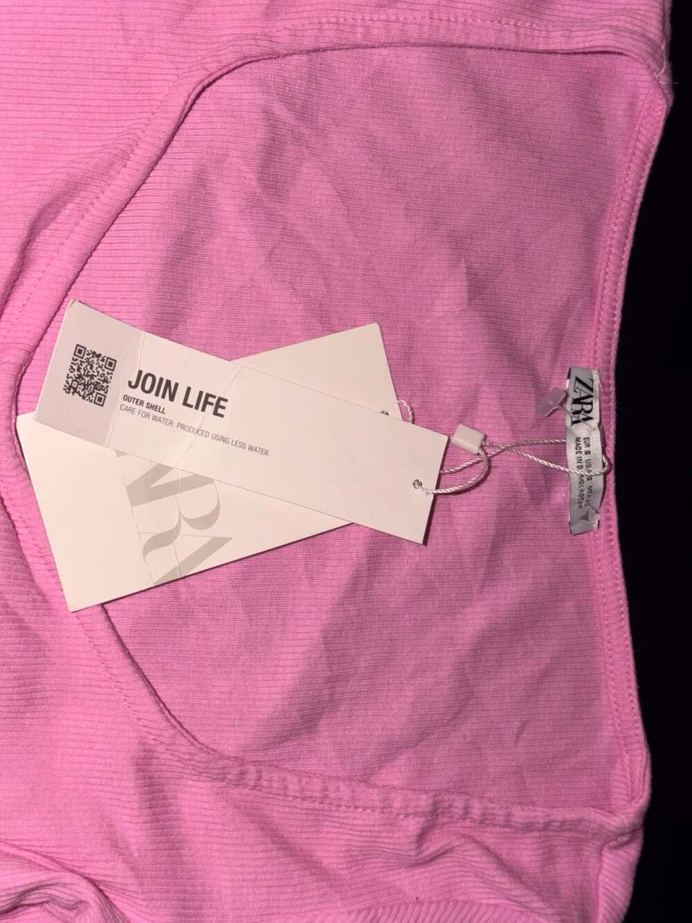 Zara Pink Ribbed Ruched Front Crop Top - Picture 2 of 3